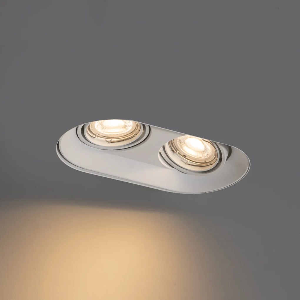 Комплект от 6 заоблени вградени спота бели GU10 50mm 2-Light - Hubs