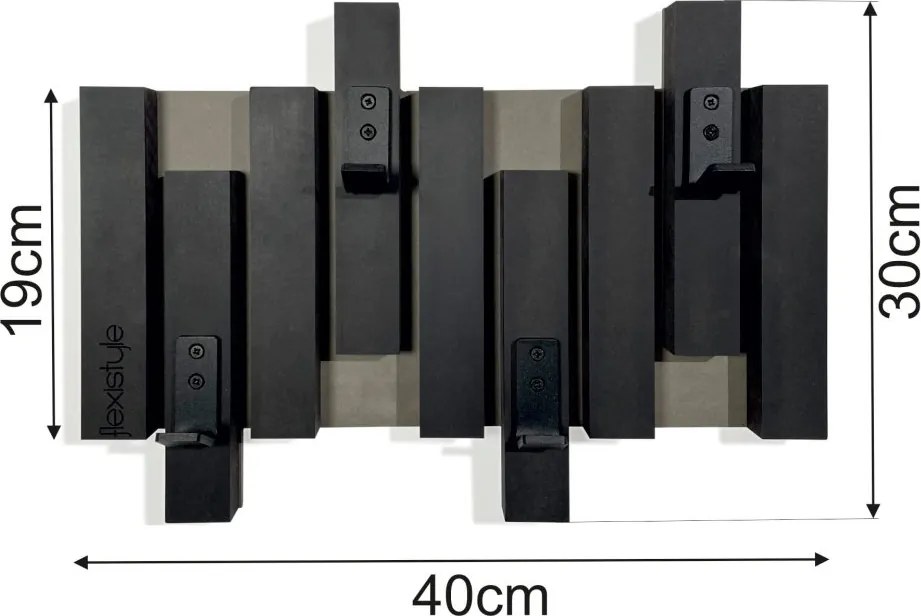 Черна стенна закачалка за дрехи Šírka: 40 cm | Výška: 30 cm