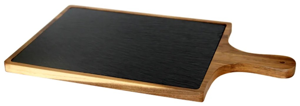 Horecano - Дървена дъска за презентация с дръжка и каменна плоча 25х45х1.5см (плоча-20х30см) (SLWD-PD-RE-4525)