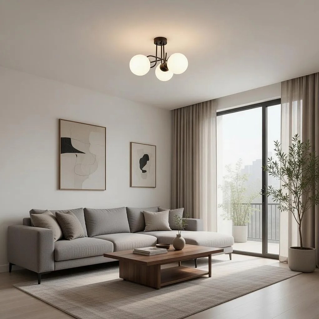 Плафон МОНА, черен/бял, 3хE27