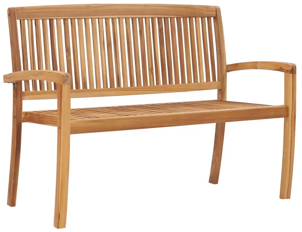 3063283 vidaXL Стифираща градинска пейка с възглавница, 128,5 см, тик масив