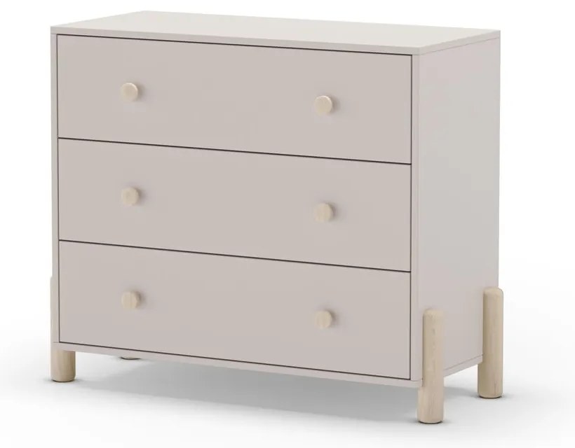 Кремав нисък детски скрин от масивен бор 90x80 cm Enola – Marckeric