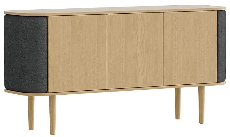 Нисък скрин с дъбов декор в цвят антрацит-природен 150x75 cm Treasures - UMAGE