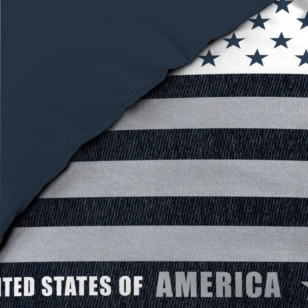 Тъмносиньо единично памучно спално бельо 140x200 cm States – douceur d'intérieur