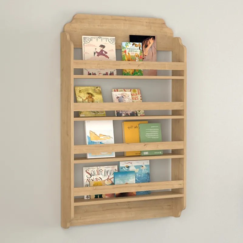 Стенно рафтче Montessori от меламин в цвят сапфирен дъб 80x15x132см.