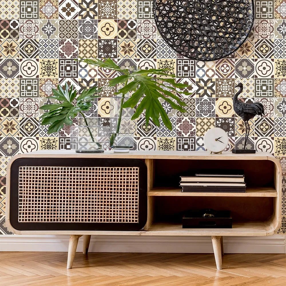 Комплект от 24 стикера за стена Kenjito, 15 x 15 cm - Ambiance