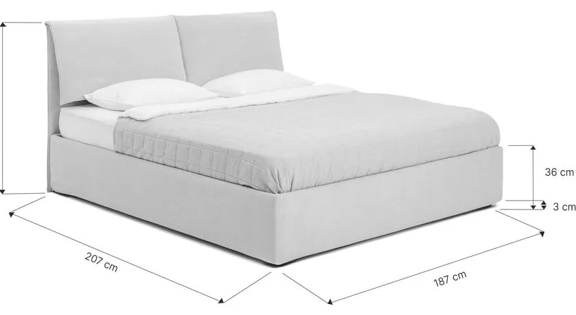 Синьо тапицирано двойно легло с място за съхранение и включена подматрачна рамка 180x200 cm Thessa Pillow – Bonami Selection