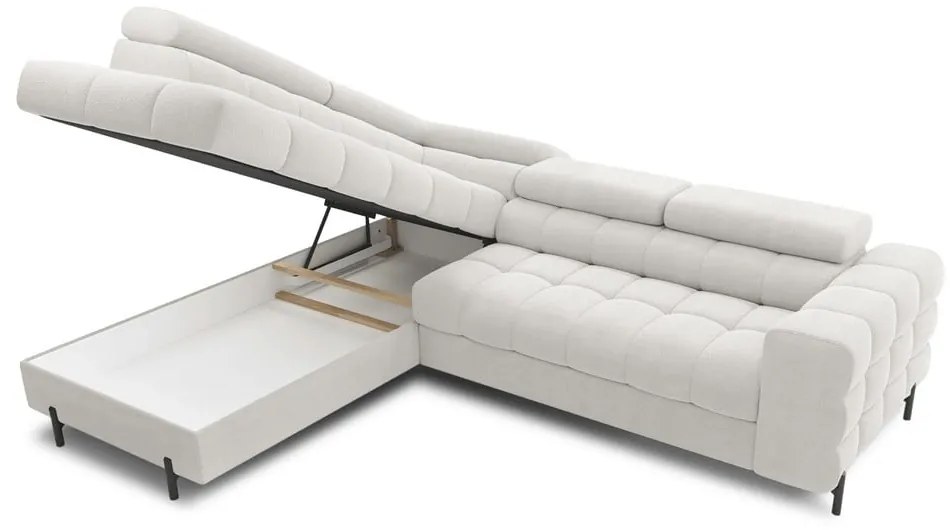 Кремав разтегателен ъглов диван с място за съхранение от букле (ляв ъгъл L форма) Ferucce – ELTAP