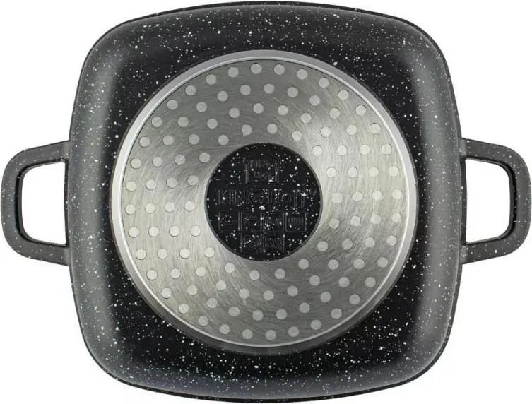 Тенджера за фурна и котлон Kinghoff KH 1601, 20x20 см, 2.8 л, Мраморно покритие, Индукция, Черен