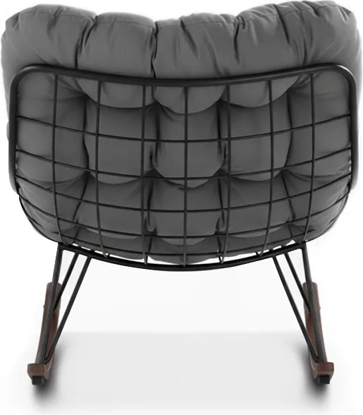 Люлеещ се фотьойл от техноратан с меки възглавници в сиво