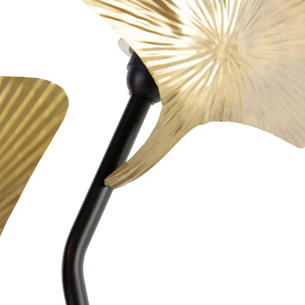 Ориенталска настолна лампа месинг с черно 2-светлина - Louka