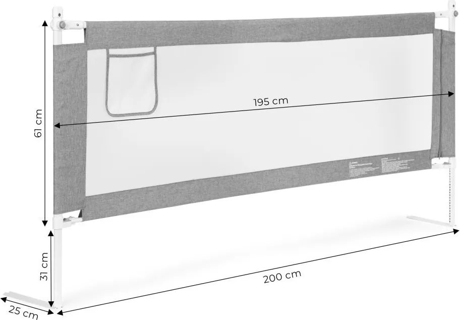 Защитна преграда за легло – налична в различни размери Šírka: 200 cm | Výška: 61 cm