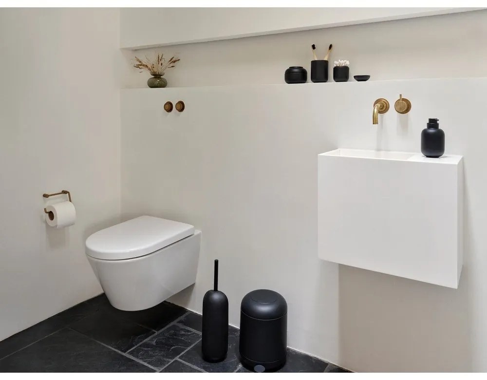 Черна керамична чаша за четки за зъби Sensu – Zone