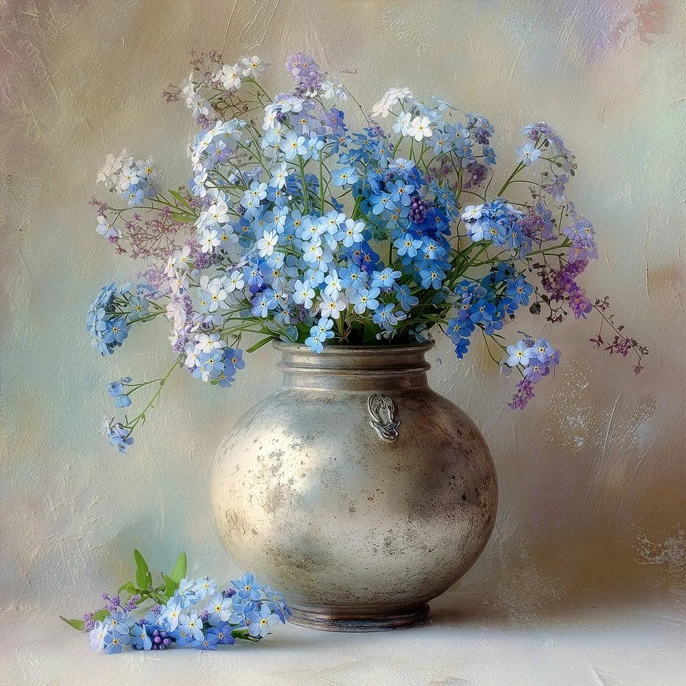 Печатна върху платно картина 32x32 cm Forget-me-not – Styler