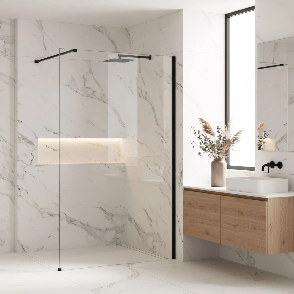 Параван за душ Rea Flexi Transparent / Black 120