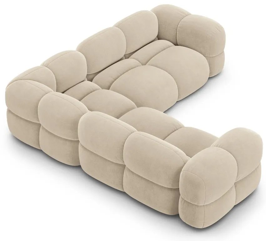 Бежов кадифен ъглов диван Loretto – Cosmopolitan Design