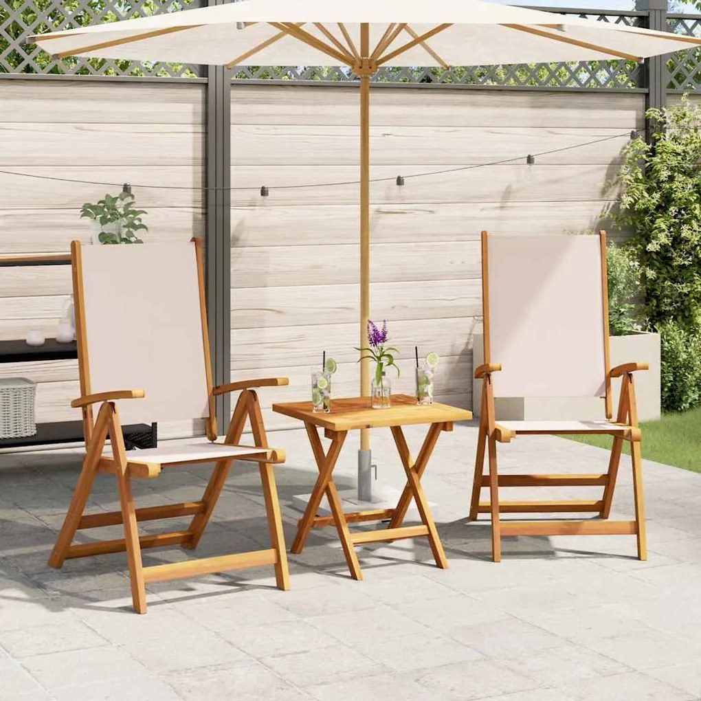 4008420 vidaXL Сгъваеми градински столове, 2 бр, акация масив и textilene