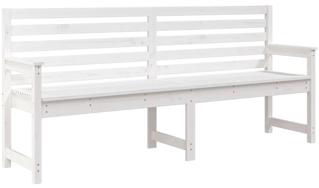 824075 vidaXL Градинска пейка, бяла, 203,5x48x91,5 см, борово дърво масив