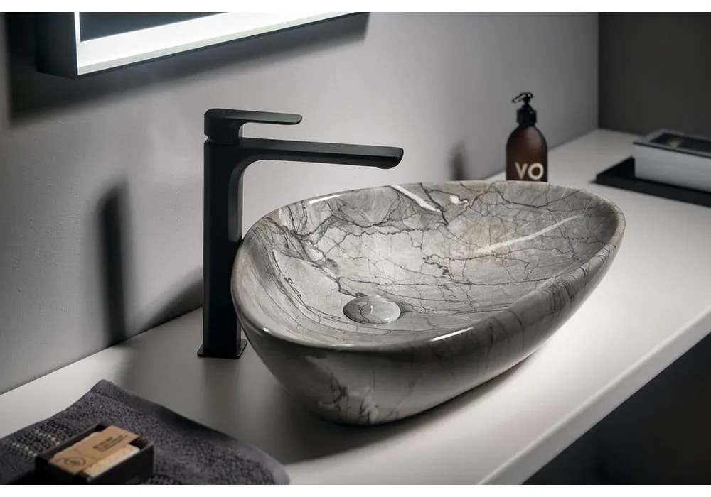 Матово-черна стояща батерия за мивка Spy – Sapho