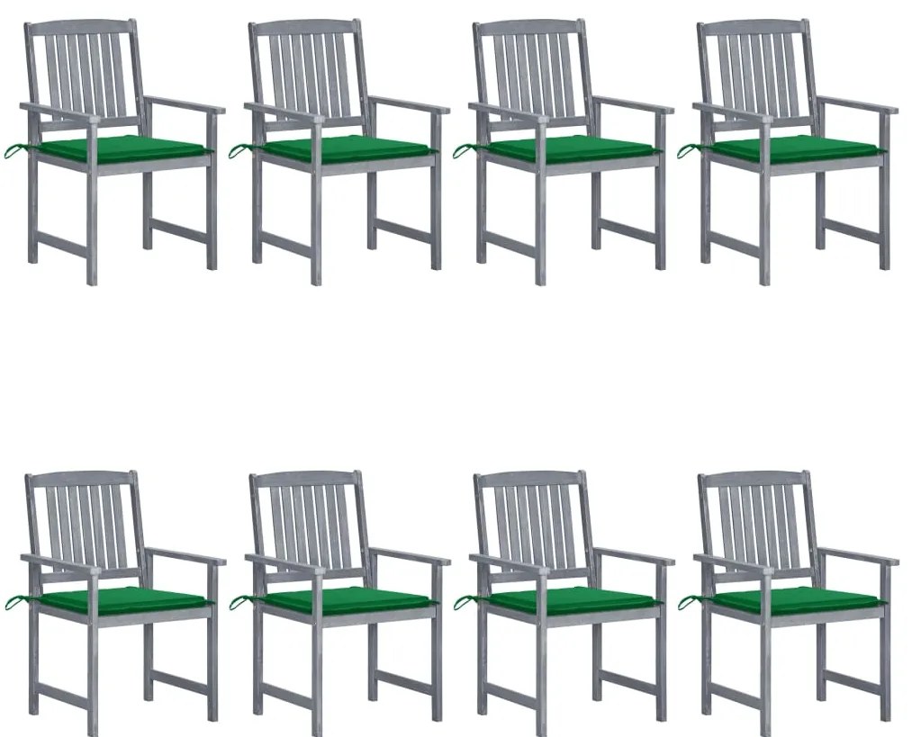 3078227 vidaXL Градински столове с възглавници, 8 бр, акация масив, сиви