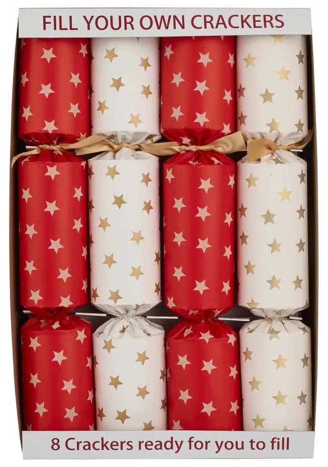 Коледни крекери в комплект от 8 бр. Cream &amp; Red Stars – Robin Reed