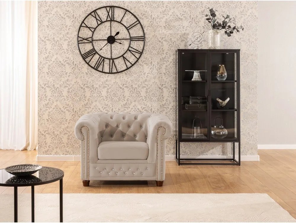 Бежово кадифено кресло честърфийлд York Blik – Ropez