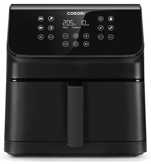 Фритюрник с горещ въздух Cosori Premium II CAF-P651-KEUR, 6.2 л, 11 програми, Таймер, AirWhisper, Черен