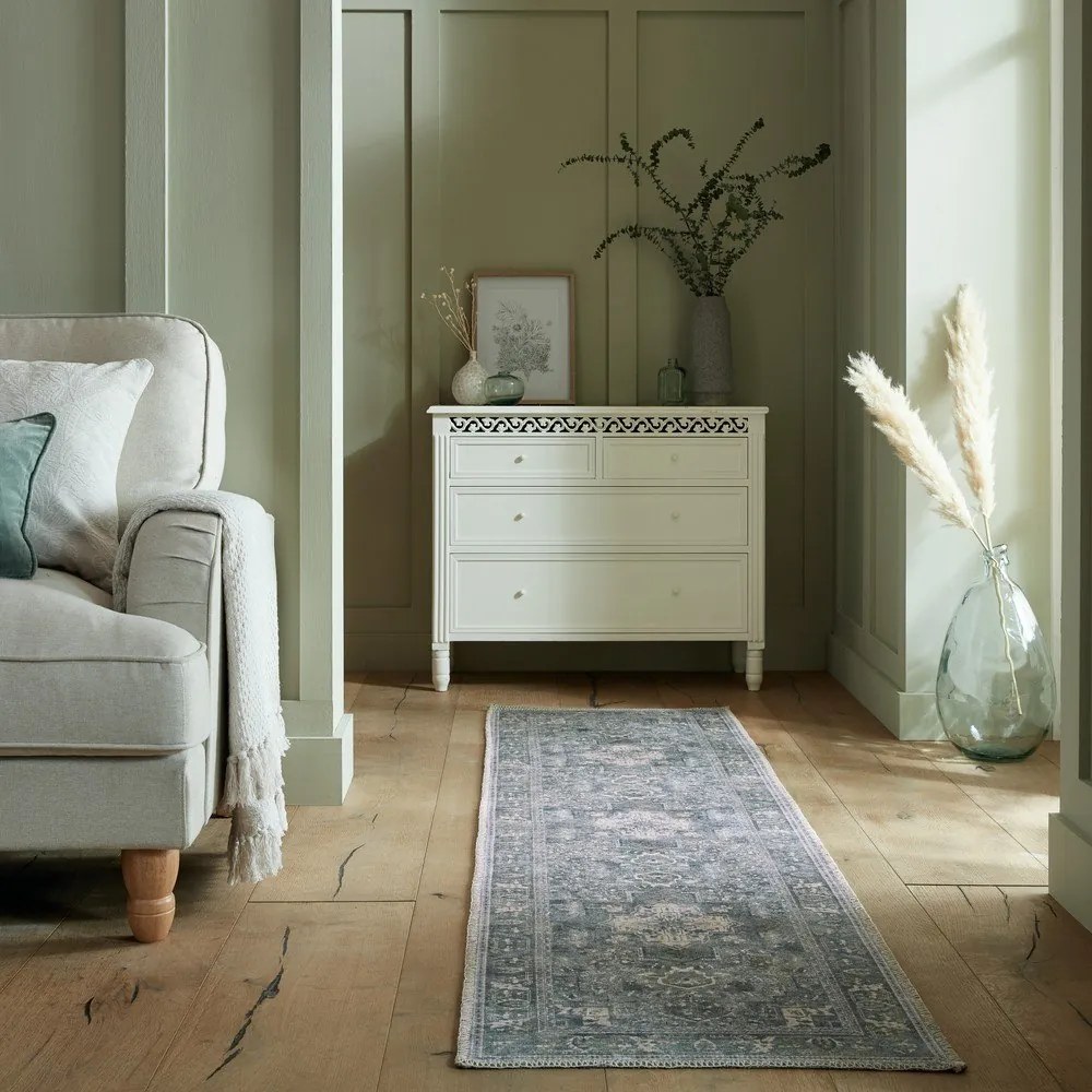 Зелена пътека със смес от рециклирани влакна подходяща за пране 60x230 cm Windsor – Flair Rugs
