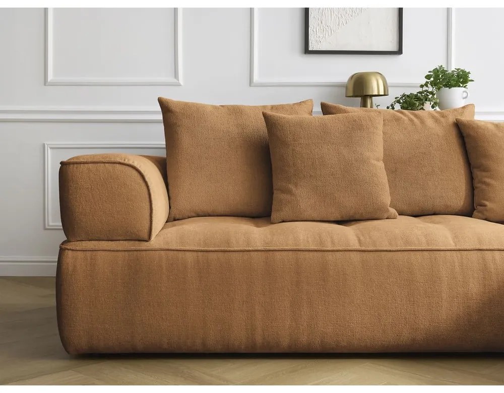 Шенилов ъглов диван в цвят горчица (ляв ъгъл/L форма) Whesley – Bobochic Paris