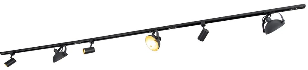 1-фазна релсова система с 6 регулируеми черни прожектори - Magnax Jeana
