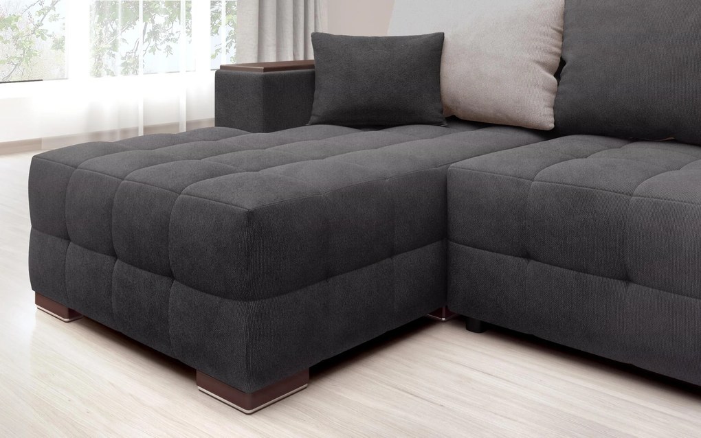 Разтегателен ъглов диван с подлакътник етажерка Мелвин Спринг S