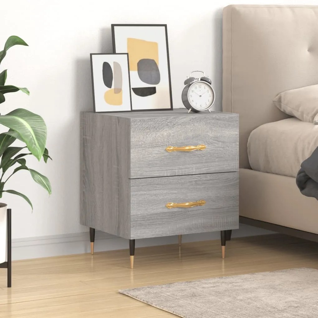 827272 vidaXL Нощно шкафче, сив сонома, 40x35x47,5 см, инженерно дърво