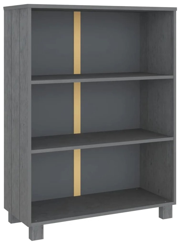 340486 vidaXL Шкаф за книги HAMAR, тъмносив, 85x35x112 см, борово дърво масив
