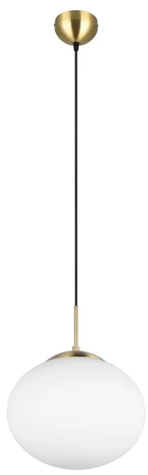 Бяло и златисто висящо осветително тяло със стъклен абажур ø 30 cm Fomento – Trio