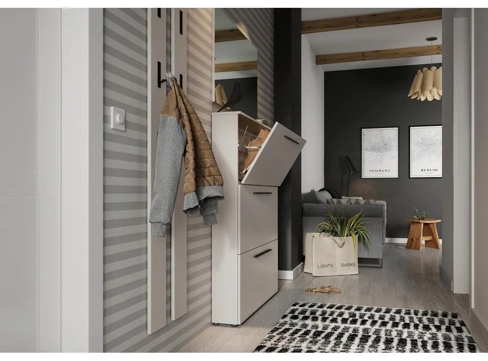 Сив и бежов шкаф за обувки с панти Utah - Germania