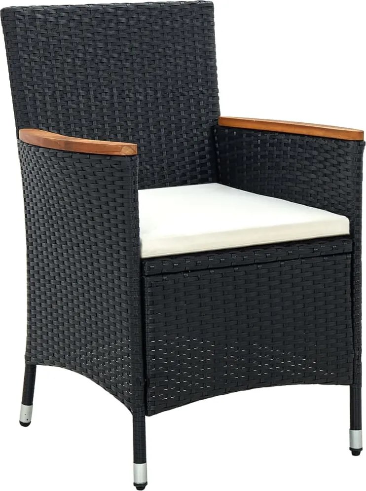 316695 vidaXL Градински трапезни столове, 4 бр, полиратан, черни