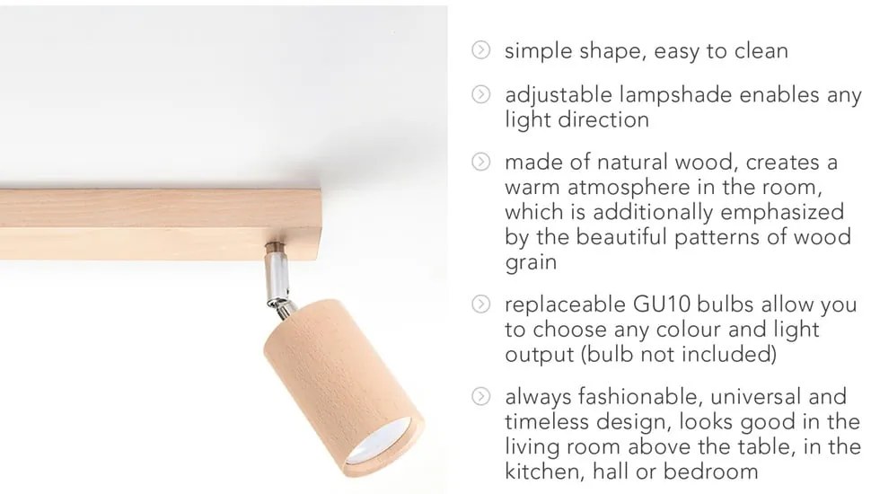 Дървена светлина за таван Ludwik - Sollux