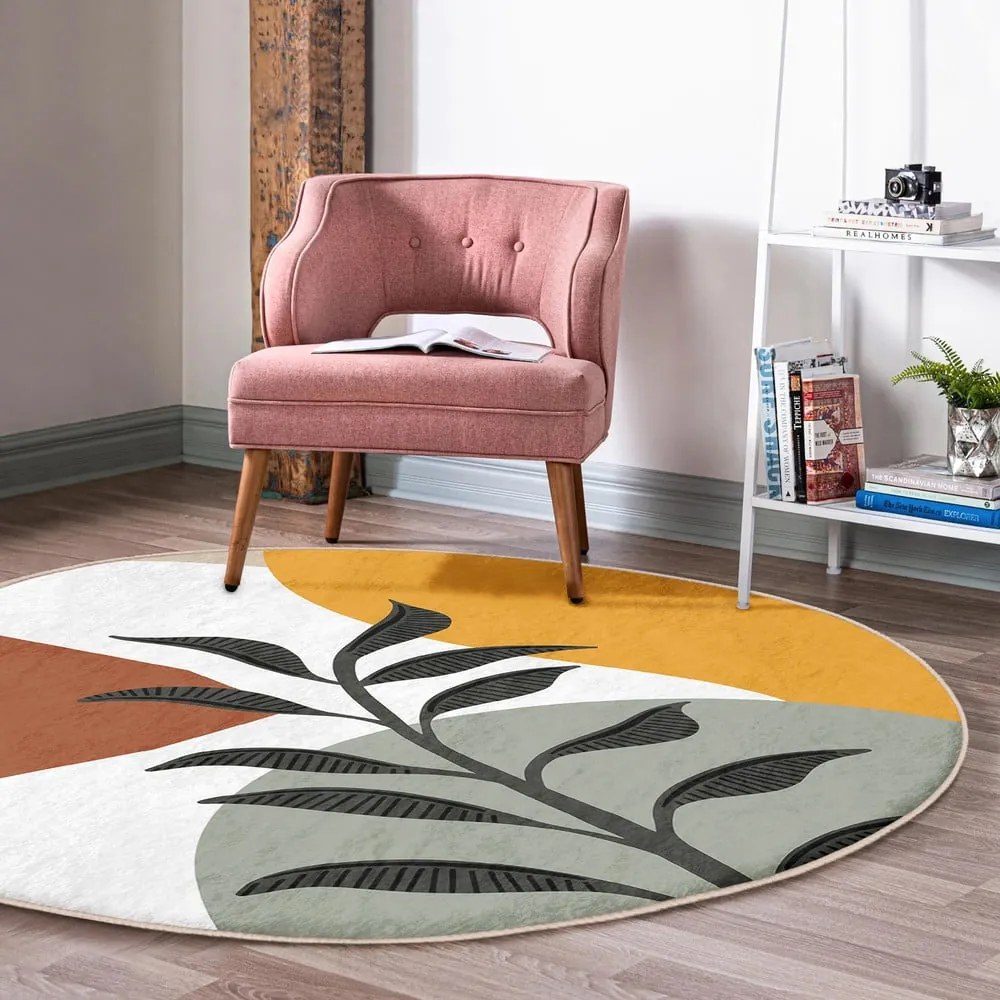 Кръгъл килим подходящ за пране и за прахосмукачки роботи ø 120 cm Comfort – Mila Home