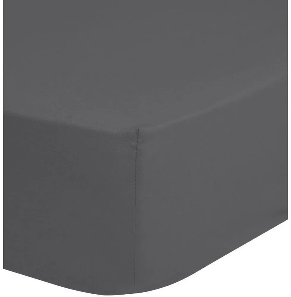 Сив чаршаф от еластичен памучен сатен , 90 x 200 cm - HIP