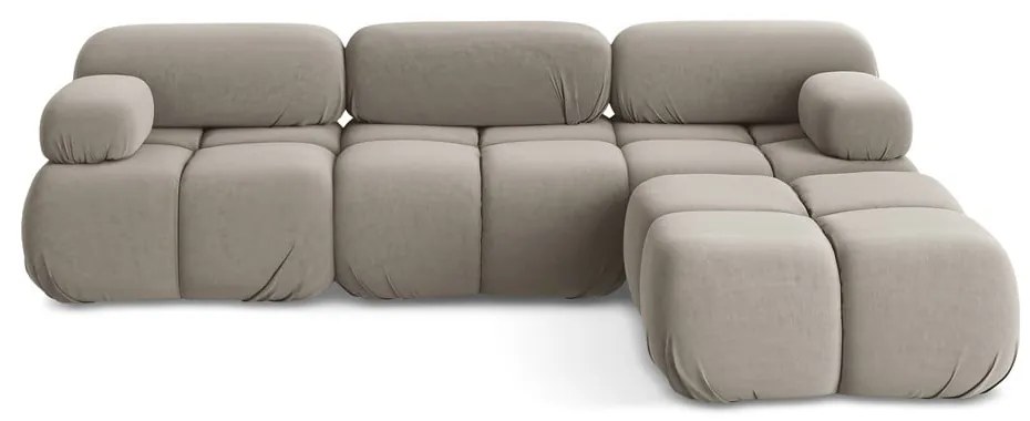 Бежов кадифен модулен ъглов диван Lokua – Makamii