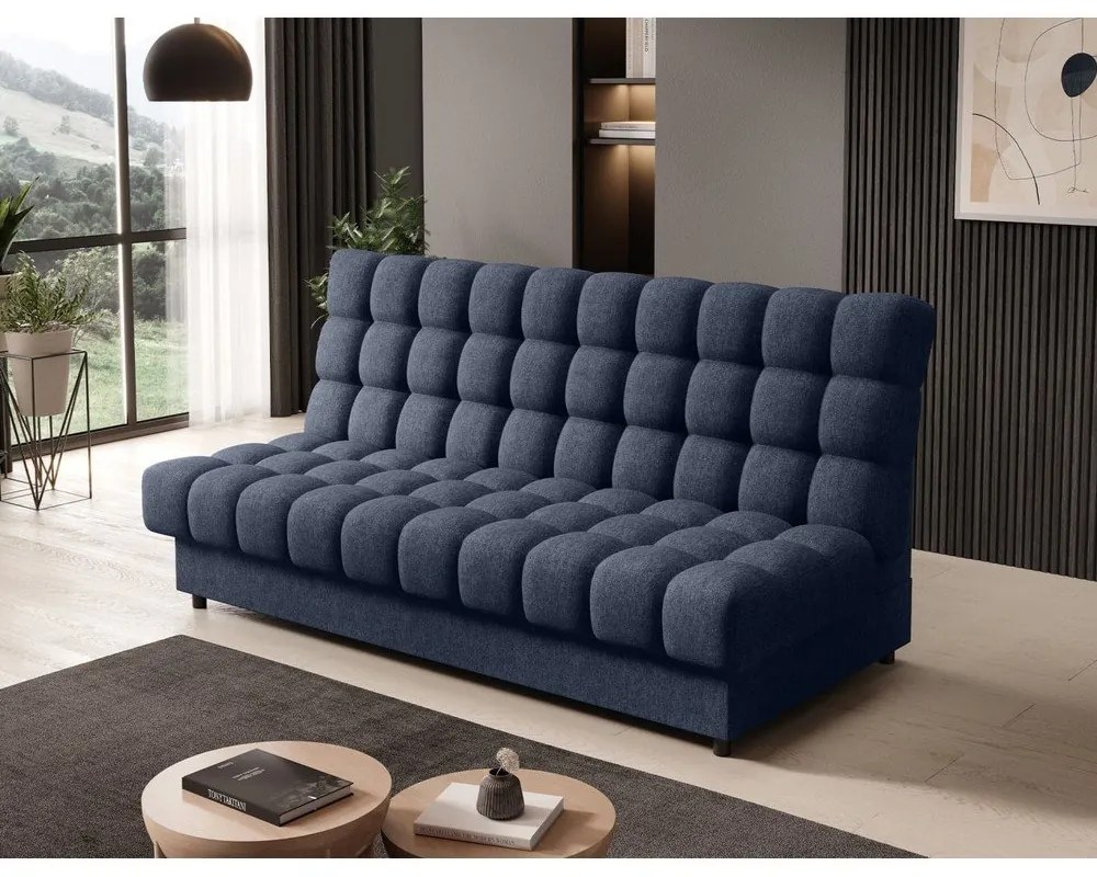 Син шенилов разтегателен диван с място за съхранение 197 cm Clareta – ELTAP