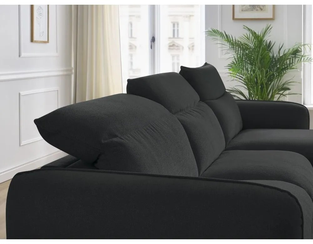 Черен разтегателен ъглов диван (променлив) Achille – Bobochic Paris