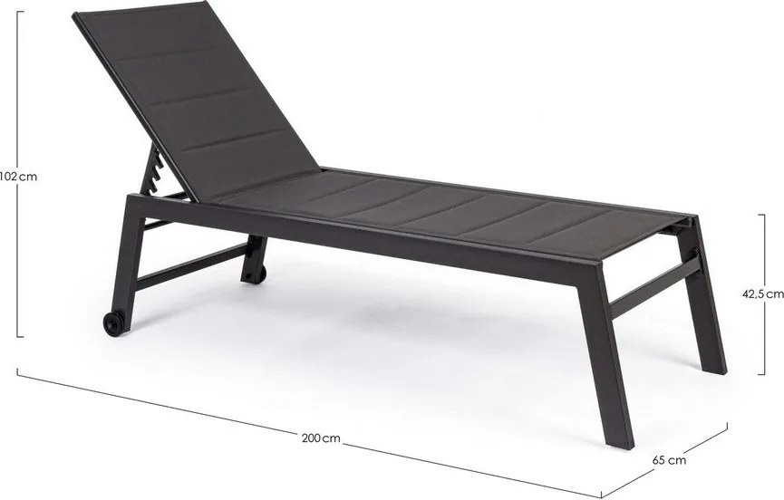 Антрацитен градински шезлонг метален Hilde – Bizzotto