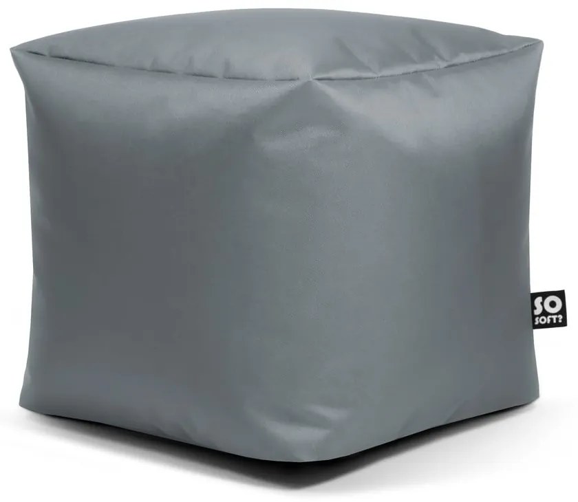 Сив детски пуф от изкуствена кожа Cube M – So Soft?