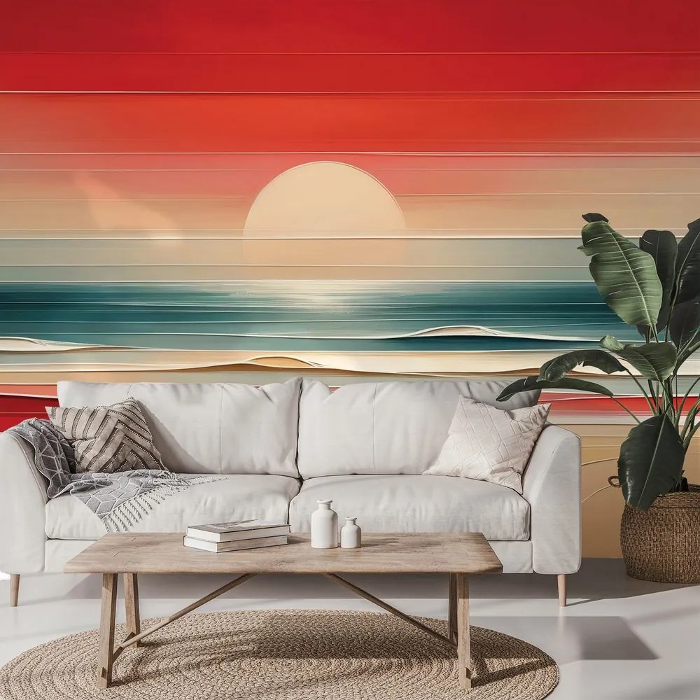 Самозалепващ тапет – Абстрактен залез над океана