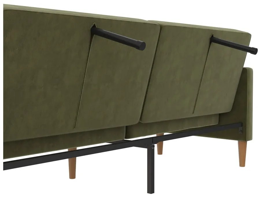 Зелен кадифен разтегателен диван 207 cm Lilly – Støraa