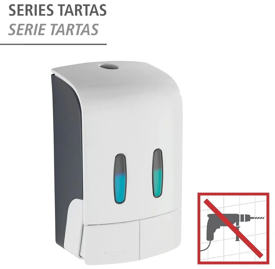Бял пластмасов диспенсър за сапун, монтиран на стена, 0,96 л Tartas - Wenko