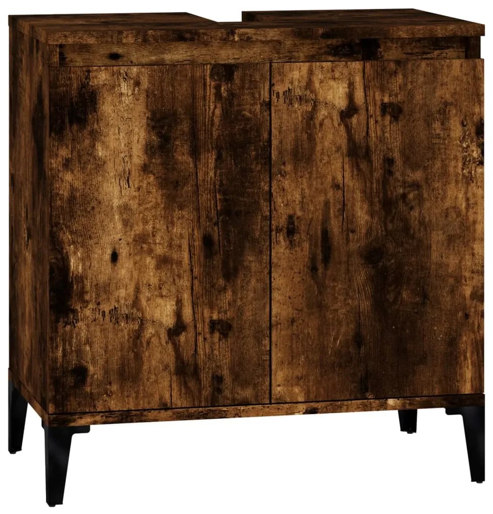 821265 vidaXL Шкаф за мивка, опушен дъб, 58x33x60 см, инженерно дърво