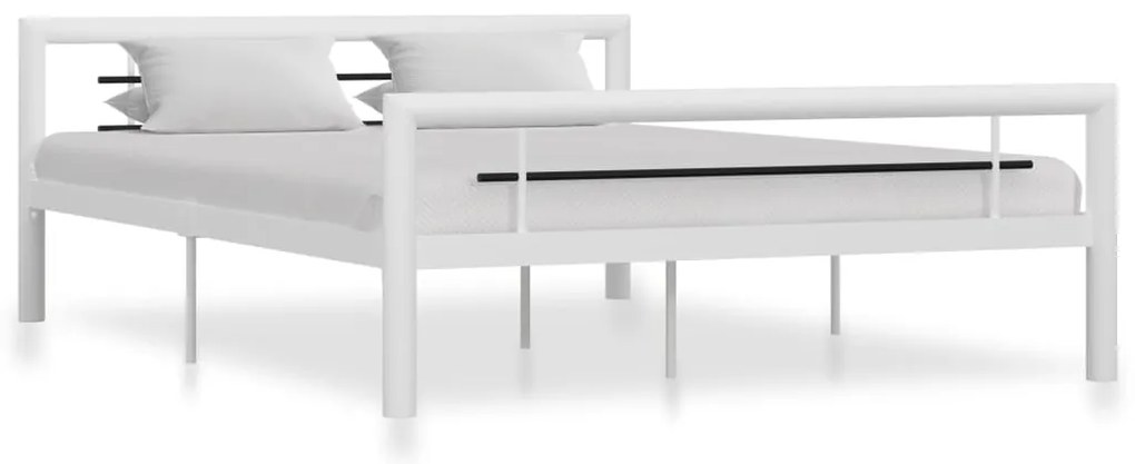 284546 vidaXL Рамка за легло, бяло и черно, метал, 120x200 cм