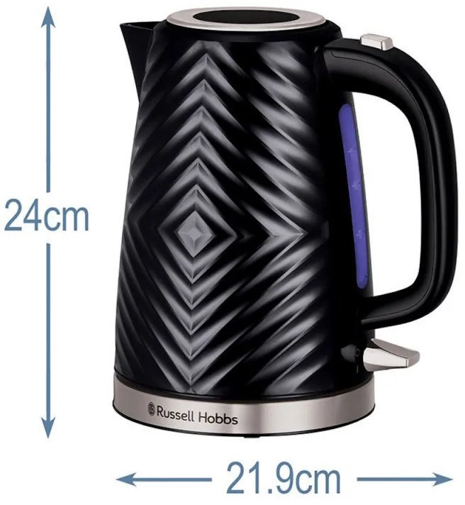 Разопакован: Електрическа кана Russell Hobbs 26380-70, 2400 W, 1.7 л, Бързо завиране, 3D Дизайн, Чучур без подливане, Черен